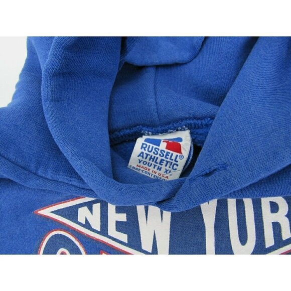 90's Russell Athletics Blue New York Giants NFL Football Hoodie Pullover USA - Picture 3 of 6